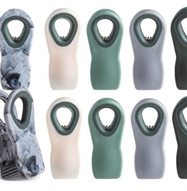 COOK WITH COLOR Bag Clips with Magnet - Chip Clips and Food Bags with Airtight Seal Grip (Green Ombre, Pack of 10)