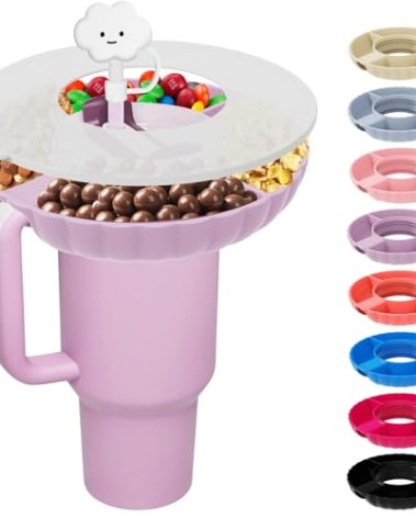 Incolumitas Stanley Snack Tray, Food Grade Silicone Snack Bowl for Stanley Cup 40 oz Accessories with Straws Cover, Snack Bowl (40 oz)