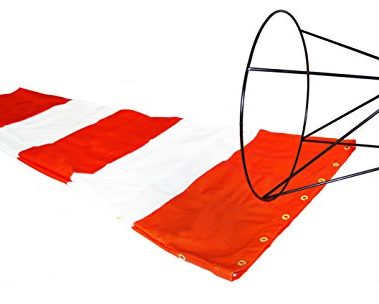 USA Made 18" X 60" Orange and White Windsock with 18" Heavy Duty Ball Bearing Frame - Airport Windsock Corporation