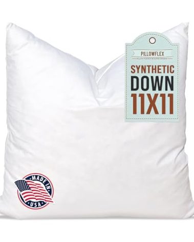 Pillowflex Synthetic Down Pillow Insert - 11x11 Down Alternative, Ultra Soft, Small Sham Bed Sleeping Pillow - 1 Decorative Accent Form