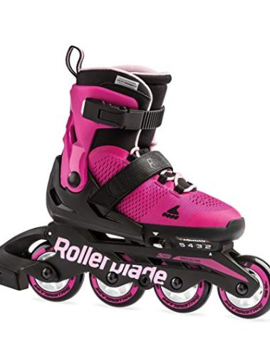 Rollerblade Microblade Girl's Adjustable Fitness Inline Skate, Pink and Bubble Gum, Junior, Youth Performance Inline Skates, Youth,Pink/Bubble Gum, Size Kids 5 - 8