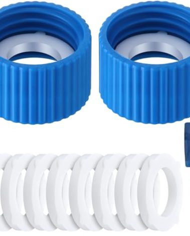 Enhon 2 Pcs Water Filter Coupling Kit, Compatible with 28mm External Threaded Water Filters and Standard Plastic Bottles, Filtration Cleaning Couplings with Gasket Seals for Hiking Camping