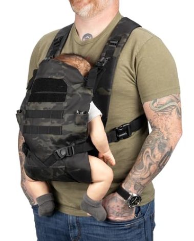 Tactical Baby Gear Tactical Baby Carrier for Dads – Ergonomic, Hip Healthy & Comfortable for Infants and Toddlers (8–33 lbs) (Black Camo)