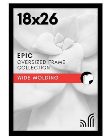 Americanflat 18x26 Poster Frame with Polished Plexiglass - Black Picture Frame - Wide Photo Frames Made of Engineered Wood for Vertical or Horizontal Wall Display - Epic Collection - Black