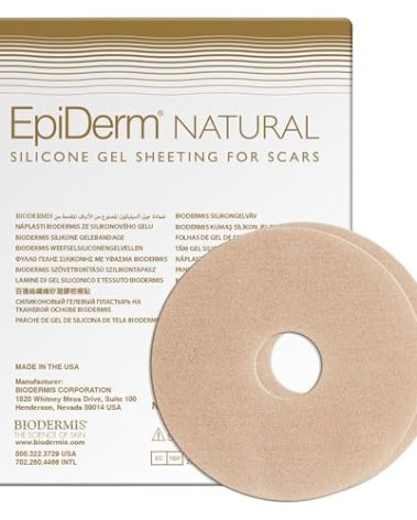 EpiDerm Areola Circles – Silicone Scar Sheets for Surgical Scars from Areola Reconstruction & Breast Augmentation - Washable & Reusable Silicone Sheets - Complements Mastopexy Forms - 1 Pair, Natural