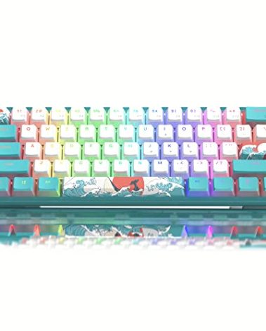 Womier 60% Percent Keyboard,WK61 V2 Mechanical RGB Wired Gaming Keyboard,Hot-Swappable Creamy Key Board with PBT Keycaps,Linear Red Switch for Windows/MAC (Blue)
