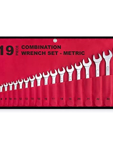 19-Piece Complete Metric Combination Wrench Set in Roll-up Pouch, No Skipped Metric Sizes 6mm - 24mm | Best Value Wrench Set, Ideal for General Household, Garage, Workshop, Auto Repairs, Emergency