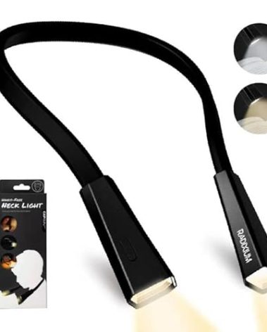 RADIXIUM LED Neck Reading Rechargeable Light, Multi-Function Book Light for Reading in Bed and Camping, 4 Brightness Levels, Bendable Arms, Super Soft Materials Made Comfort & Lightweight