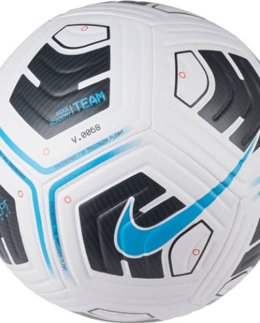 Nike Unisex's NK Academy - Team Recreational Soccer Ball, White/Black/(lt Blue Fury), 5