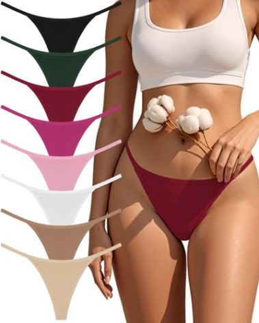 Cotton G-String Thongs for Women Underwear Breathable Stretch Low Rise Panties T-back Sexy Ladies 8 Pack