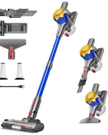 MBYULO Cordless Vacuum Cleaner, 580W 50Kpa Powerful Stick Vacuum, Up to 70Mins Rechargeable Battery, Vacuum Cleaners for Home Anti-Tangled Lightweight Handheld for Hardwood Floor, Carpets, Pet Hair