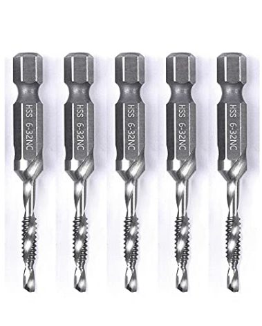 5PCS Combination Drill Tap Bit Set Screw Tapping Hex Shank HSS Metric/Imperial Plug Drill Bits Hand Tools 6-32NC