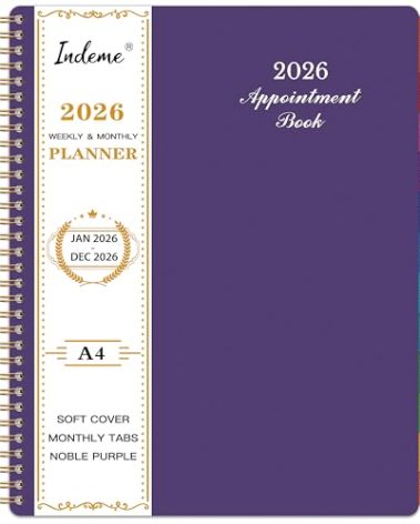 2026 Weekly Appointment Book/Planner - Daily Hourly Planner 2026, JAN 2026 - DEC 2026, 9" x 11" Appointment Book, Monthly Tabs, Hourly Interval, Thick Paper
