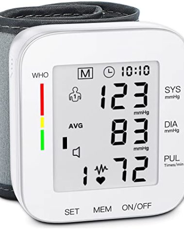 MMIZOO Wrist Blood Pressure Monitor Large LCD Display BP Machine Adjustable Cuff 5.31-7.68 inch Automatic 99x2 Sets Memory with Carrying Case for Home Use (W1681)