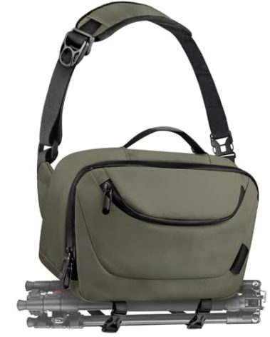 TAAOKA Camera Sling Bag,Travel Waterproof Camera Case with Tripod Holder,Lightweight DSLR/SLR/Mirrorless Small Camera Bags Crossbody for photographers (Dark Green)
