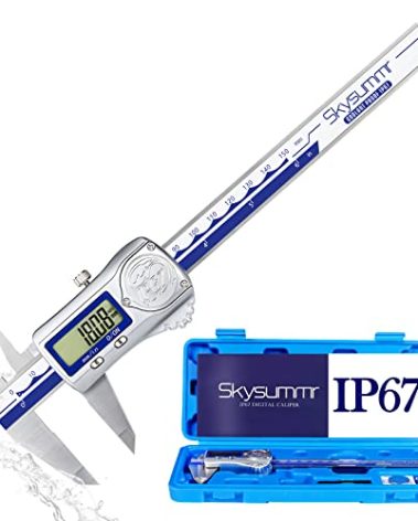 Skysummr IP67 Absolute Origin Waterproof Electronic Digital Vernier Caliper Measuring Tool Stainless Steel, 0-6 inch/150mm, Large LCD Screen, Extreme Accuracy
