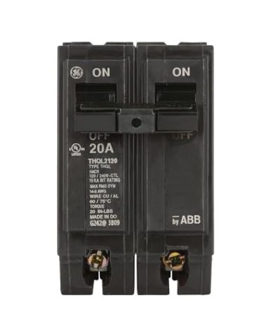 General Electric THQL2120 Circuit Breaker, 2-Pole 20-Amp Thick Series