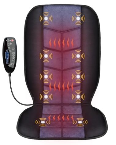 CILI Massage Chair Pad,Back Massager with Heat,Massage Seat Cushion with 10 Vibration Motors,30-60-90 Minutes Heating Options,Chair Massager for Office Chair, Home Office Use
