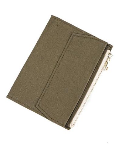 Moterm Canvas Zipper Pocket for Travelers Notebook, 1 Insert Pouch Refill for TN Accessories Paper Card Holder Storage Bag (Passport Size,Olivegreen)
