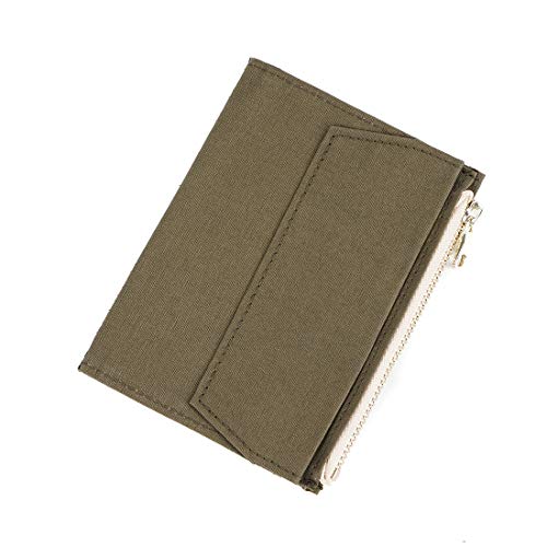 Moterm Canvas Zipper Pocket for Travelers Notebook, 1 Insert Pouch Refill for TN Accessories Paper Card Holder Storage Bag (Passport Size,Olivegreen)