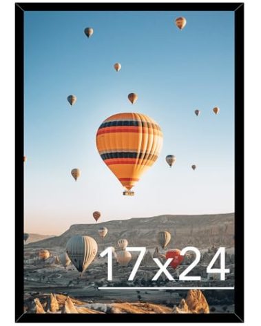 JCJMY 17x24 Picture Frame Black for Poster Photo Picture, Horizontal and Vertical Formats for Wall Hanging, 17 x 24 Wall Gallery Poster Photo Frame for 17 by 24 Photos Posters, Black