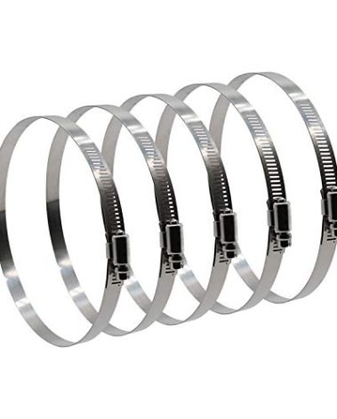 ROADFORMER 10" Worm Gear Hose Clamp - SAE 152 Size, Full Stainless Steel with 1/2" Band Width, Working Range 183mm -254mm Hose Clamps, 5 Pack