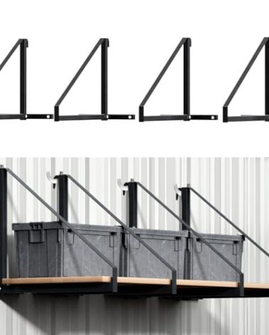 RDCMKL Shipping Container Shelving Storage Bracket with Hook (15" x 11.4" x 22") 4 Pack Heavy Duty Shipping Container Shelves with Powder Coated, High Load Capacity for Storage Optimization