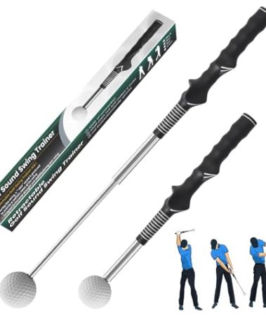 Retractable Golf Swing Trainer,Warm-Up Golf Training Aid,Golf Grip Trainer,Right-Handed Strength & Tempo Training for Chipping Hitting,Golf Accessories for Men (Right Handed-Black)