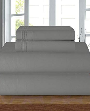 Elegant Comfort Luxury Soft 1500 Premier 4-Piece Premium Hotel Quality Wrinkle Resistant Coziest Bedding Set, All Around Elastic Fitted Sheet, Deep Pocket up to 16inch, King, Gray