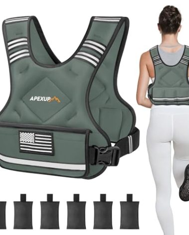 APEXUP Adjustable Weighted Vest, 4-10lb/12-18lb/20-32lb Vest with 6 Ironsand Weights and Large Pocket, Weight Vest for Men Women Strength Training, Running, Walking (4-10lb, Grey)