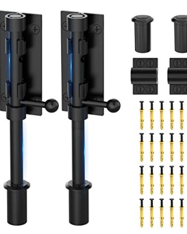 Barrel Bolt Latch, Sliding Bolt Gate Lock Door Latches Hardware, 7.8 Inch Heavy Duty Solid 304 Stainless Stee Door Lock for Fence/Wooden/Barn Door/Yard Door/Interior Door Latch (2 Pack Black)