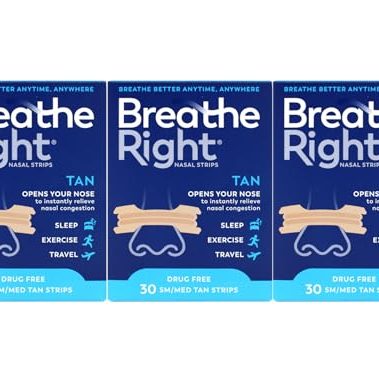 Breathe Right Nasal Strips Original Tan Small/Medium 30 ea (Pack of 3)