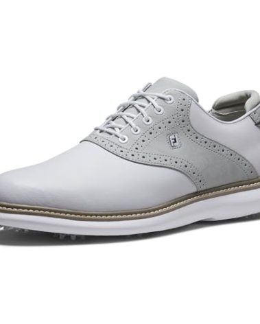 FootJoy Men's Traditions Previous Season Style Golf Shoe, White/Grey/White, 7.5 Wide