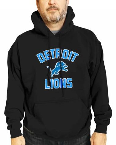 Team Fan Apparel NFL Gameday Adult Hooded Sweatshirt, Pro Football Fleece Hoodie Pullover Sweatshirt (Detroit Lions - Black, Medium)