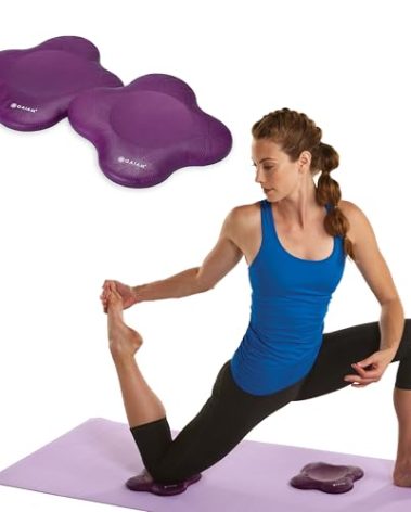 Gaiam Yoga Knee Pads (Set of 2) - Yoga Props and Accessories for Women / Men Cushions Knees and Elbows for Fitness, Travel, Meditation, Kneeling, Balance, Floor, Pilates Purple
