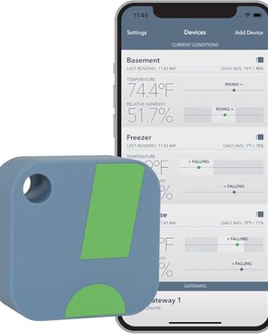 HT1 Smart Temperature Sensor and Humidity Sensor - Bluetooth Thermometer and Hygrometer with App Monitoring - Indoor/Outdoor Temperature and Humidity Monitor for RV, Basement, Fridge & More (1 Pack)