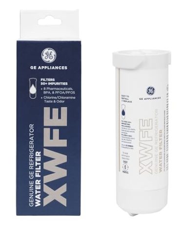 GE XWFE Refrigerator Water Filter, Genuine Replacement Filter, Certified to Reduce Lead, Sulfur, and 50+ Other Impurities, Replace Every 6 Months for Best Results, Pack of 1