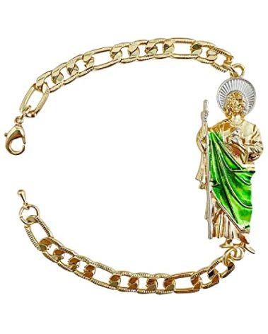 Brilucky Gold Plate Saint Jude Chain ID Bracelet For Women Men,Esclava San Judas Oro laminado,Mexican cadena de san judas tadeo jewelry y2k accessories
