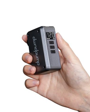 dwndpump Mini Bike Pump with Gauge, 120 PSI Electric Bicycle Pump, Rechargeable Bike Air Pump Portable, Auto Shut Off, with Presta and Schrader Valves, for Road Bike, Mountain Bike, Sports Balls