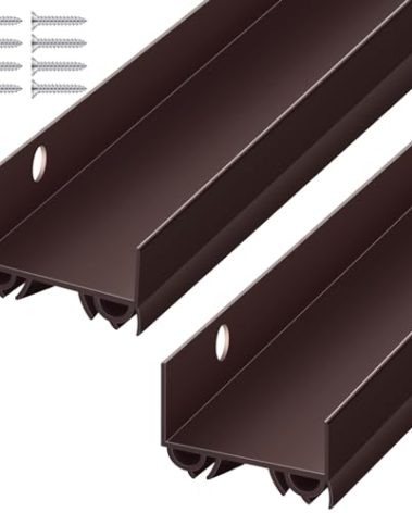 Lineshading 2 Sets Door Sweep Plastic PVC 1 3/4" x 36" Slide on Bottom Exterior Door Seal Strip for Weather Stripping Draft Stopper (Brown)