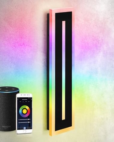 ASD LED 24" Long Wall Mount Light Fixture, Outdoor & Indoor Linear Sconce | RGBW, Smart, Waterproof, Anti-Rust, ETL Listed | 24W 1100LM 2700-6500K 100-277V | Exterior Porch Lighting | Black