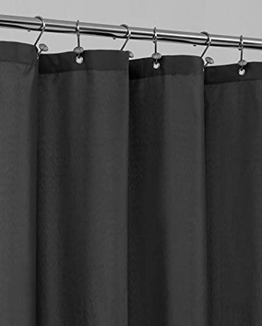 ALYVIA SPRING Extra Long Fabric Shower Curtain Liner Waterproof - 72" x 84", Soft & Lightweight XL Shower Curtain with 3 Magnets, Machine Washable - 72x84, Black