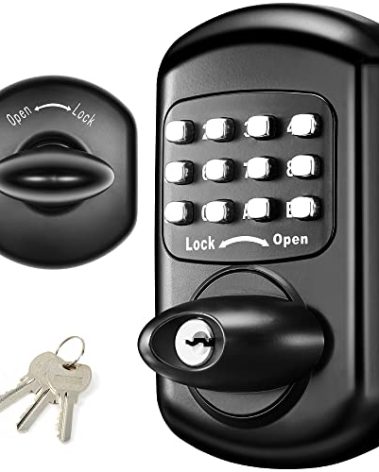 Keyless Entry Keypad Deadbolt - Digital & Mechanical Door Lock, Low Power Risk-Free (Black)