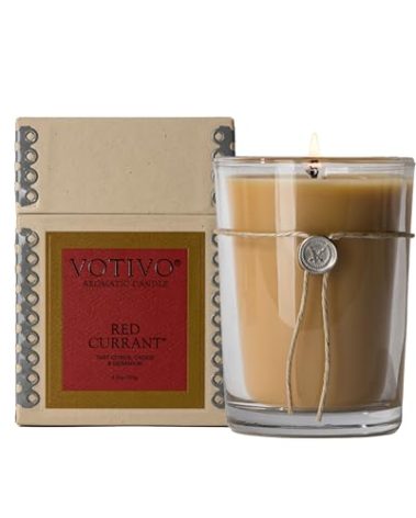 Votivo Red Currant 6.8 oz Aromatic Candle | Soy Wax Blend | Luxury Glass Jar Scented Candle & Box | Candles for Home Scented | Long Burning & Highly Scented