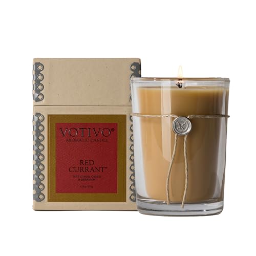 Votivo Red Currant 6.8 oz Aromatic Candle | Soy Wax Blend | Luxury Glass Jar Scented Candle & Box | Candles for Home Scented | Long Burning & Highly Scented