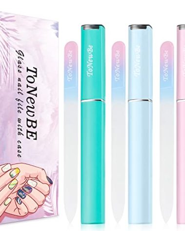 3PCS Glass Nail File in Case, Glass Fingernail File, Christmas Gifts Stocking Stuffers, Double-Sided Etched Crystal Nail File for Nail Art & Nail Care