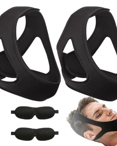 Airflow Jaw Strap for Sleep Apnea, 2pcs Air Flow jaw Strap, Reusable, Effective, and Adjustable Anti Snore Chin Strap for Man Women to Keep Mouth Closed