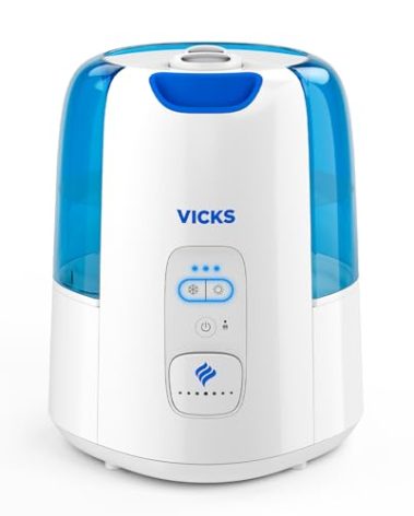 Vicks Dual Comfort Cool + Warm Mist Humidifier for Bedrooms With Fusion Technology, Compatible with Vicks VapoPads and Vicks VapoSteam, White