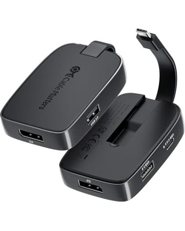 Cable Matters 4K@240Hz USB C Hub DisplayPort 1.4 with 100W Charging, Support 8K@60Hz, HDR(Foldable USB C to DisplayPort Hub) Compatible with Thunderbolt 4, MacBook, XPS, iPad Pro, iPhone 16/15 Pro