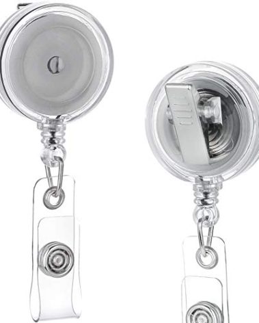 QREEL - 100 Pack - Retractable ID Name Badge Holder Reels with Swivel Alligator Clip (Translucent Clear)